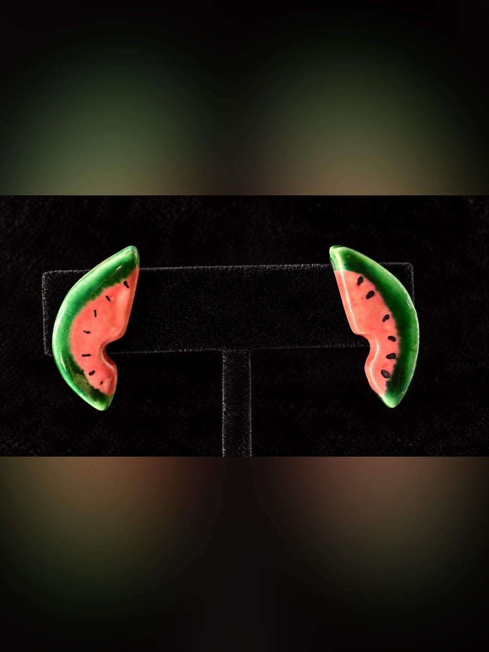 Ceramic Watermelon Slice Post Earrings